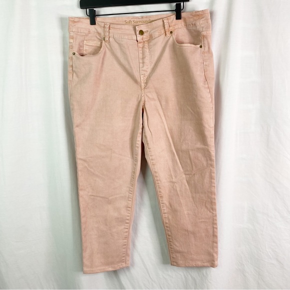 Soft Surroundings Stretch Denim Dusty Rose Pink Crop Jeans 3AN42 PL Petite Lg - Picture 2 of 6